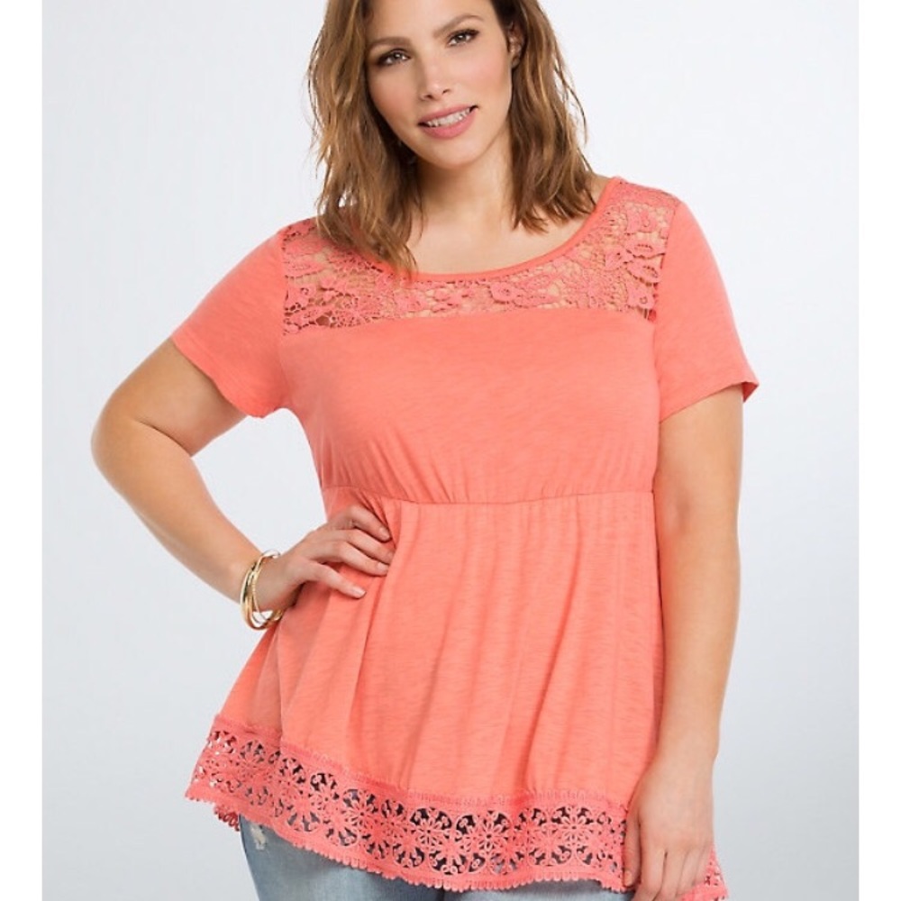 Torrid coral babydoll shirt